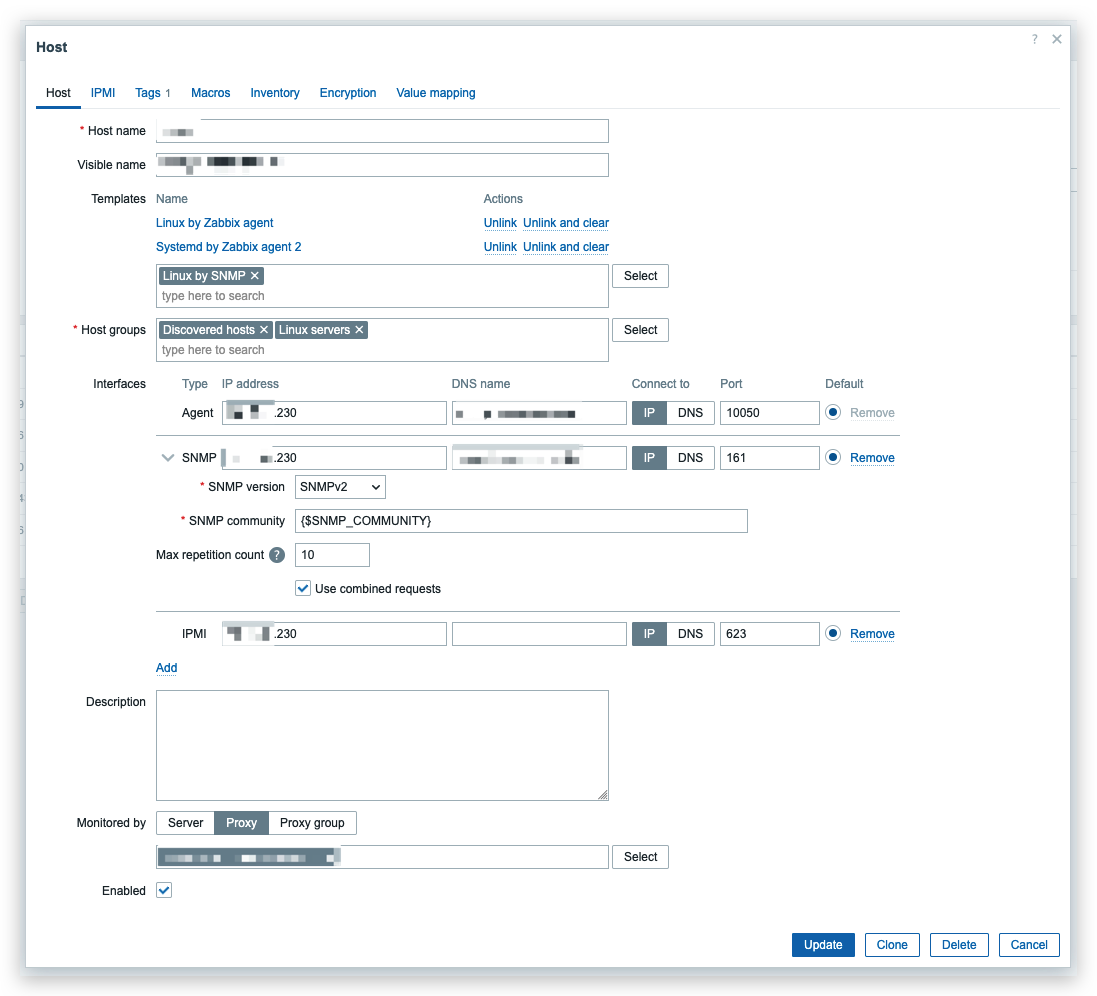 Zabbix 7 Konfiguration eines überwachten Hosts